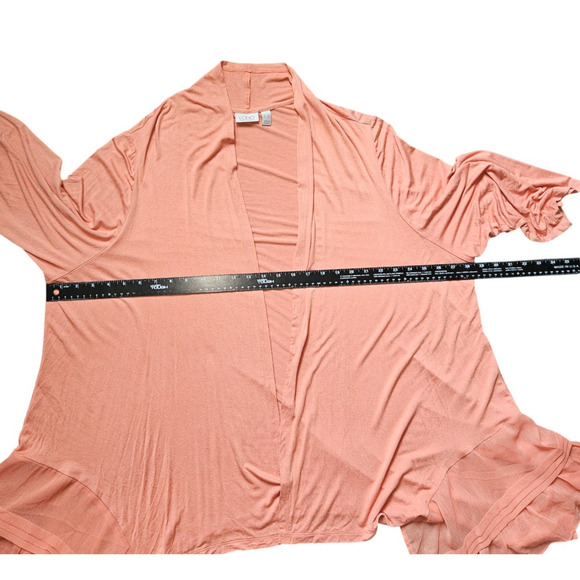 LOGO Lori Goldstein 3X Cardigan Orange Sheer Hem Asymmetrical Drape Lagenlook - Picture 13 of 16